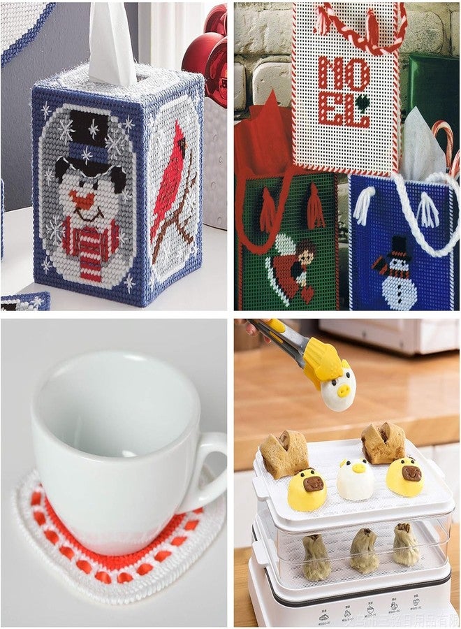 VRB Dec مجموعة VRB Dec™ المكونة من 5 قطع من قماش التطريز المتقاطع/مواد صنع الحقائب، قماش للحرف اليدوية، مشاريع الخياطة/التطريز والأعمال اليدوية، قماش بلاستيكي للزينة. (5 قطع من قماش التطريز المتقاطع)، أبيض - Image 3